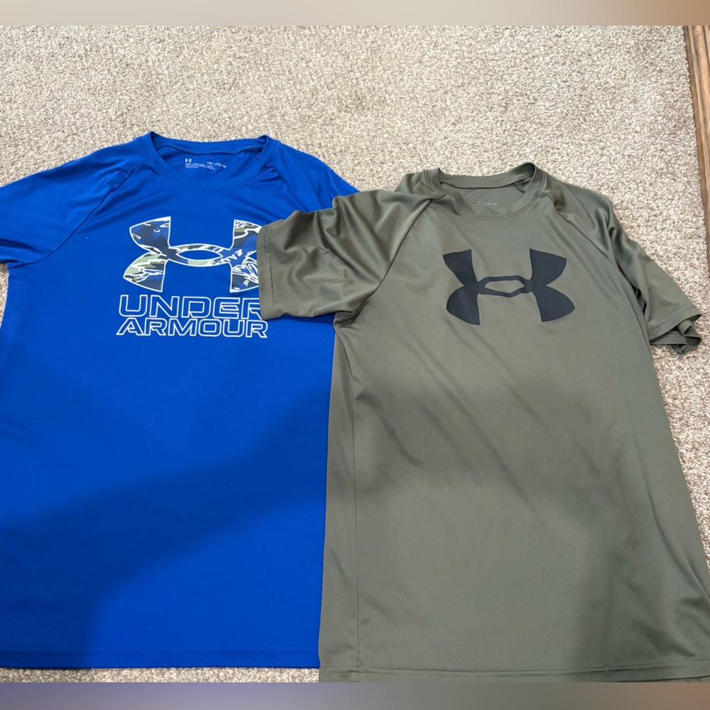 Under Armour Royal Blue and olive green Athletic Shirts